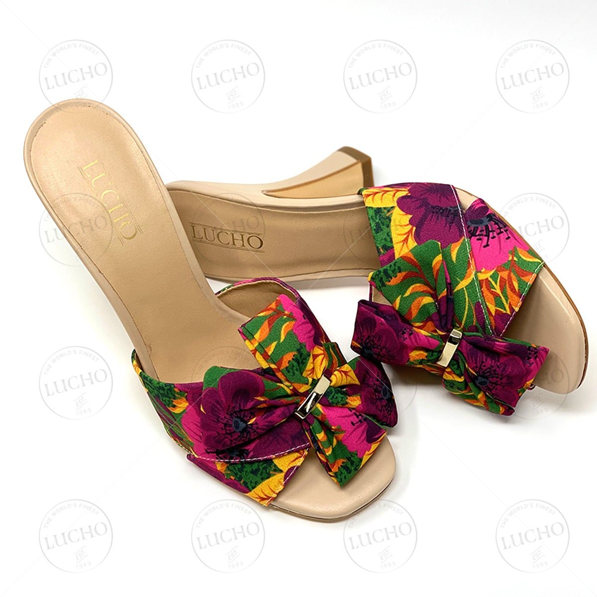 Floral Fabric Open Toe Clog Sandal LUCHO