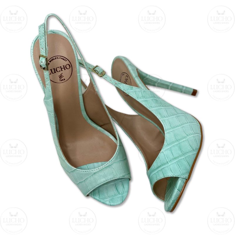 Mint Green Croco Open Toe