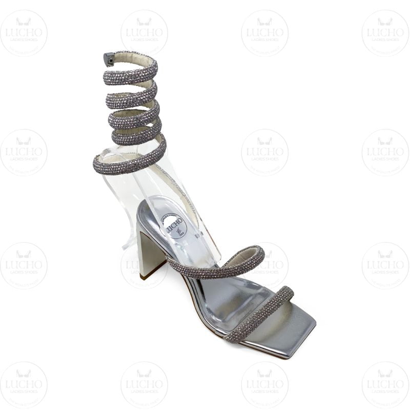 Silver Rhinestone Open Toe