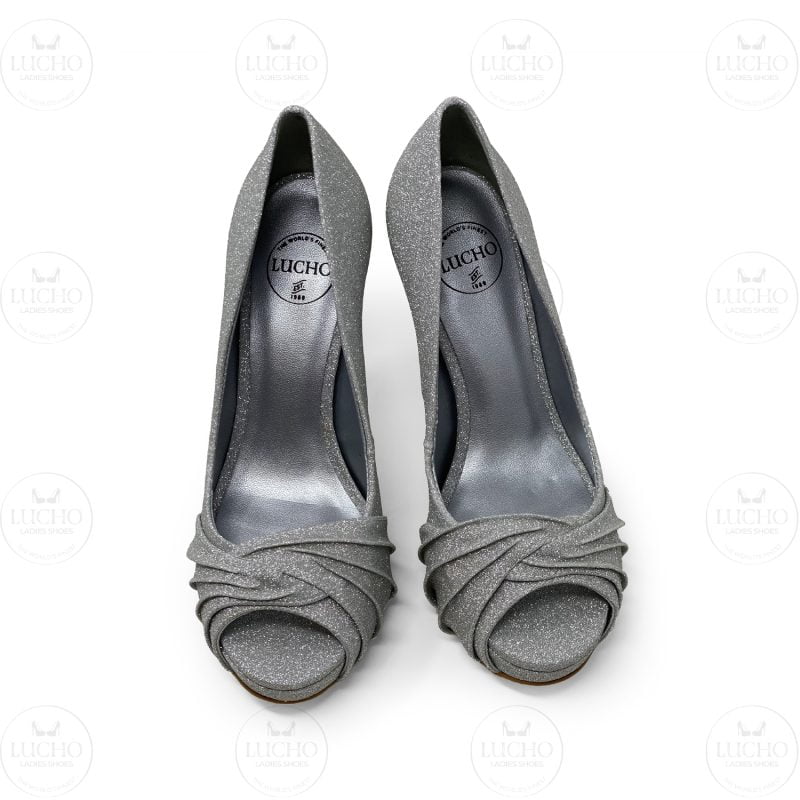 Silver Glitter Peep Toe
